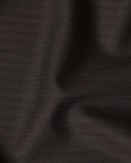 Dark Brown Pinstripe Super 140s Italian Wool Blend Suiting F