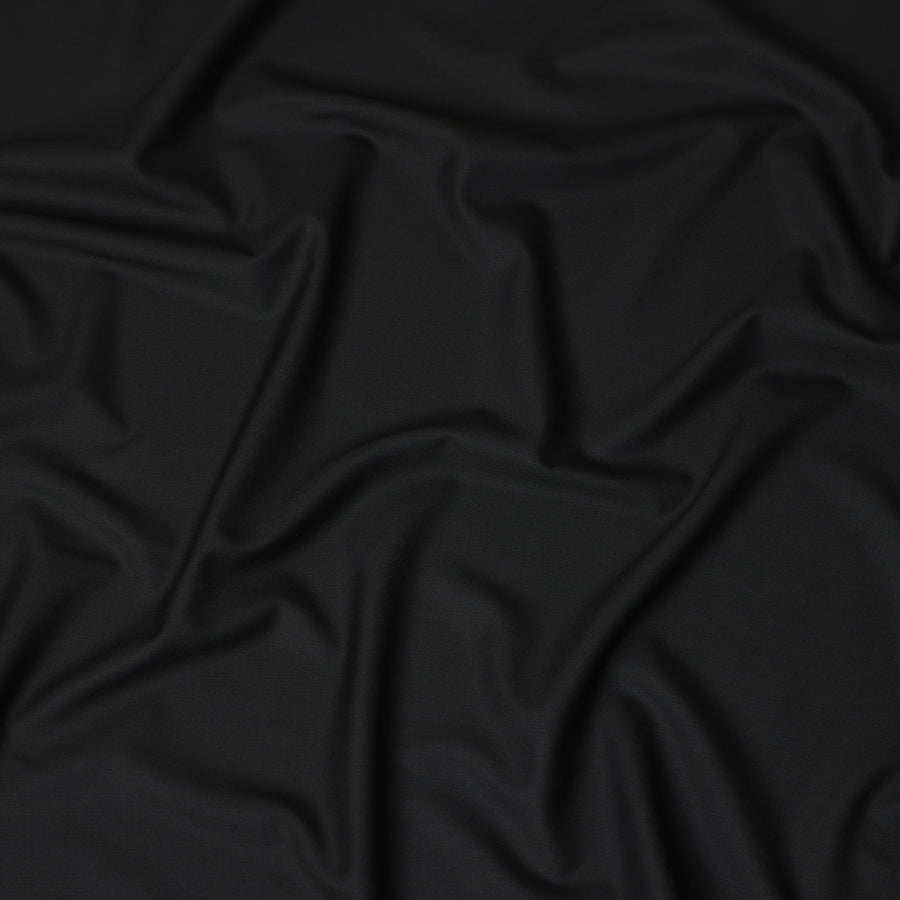Pure Black Super 160s Italian Wool Suiting Fabric 150cm