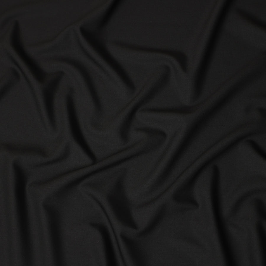 Pure Black Super 150s Pure English Wool Suiting Fabric 150cm