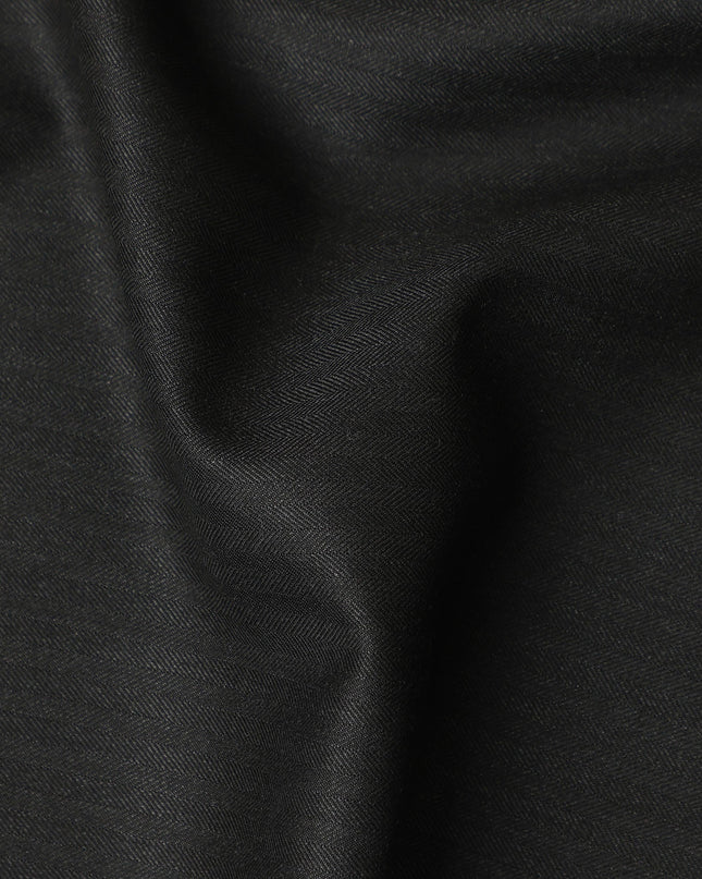 Pure Black Super 150s Pure English Wool Suiting Fabric 150cm