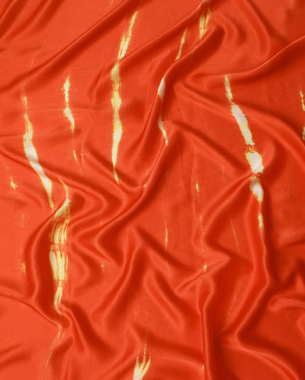 Orange Tie-Dye Silk Satin Fabric 110cm India