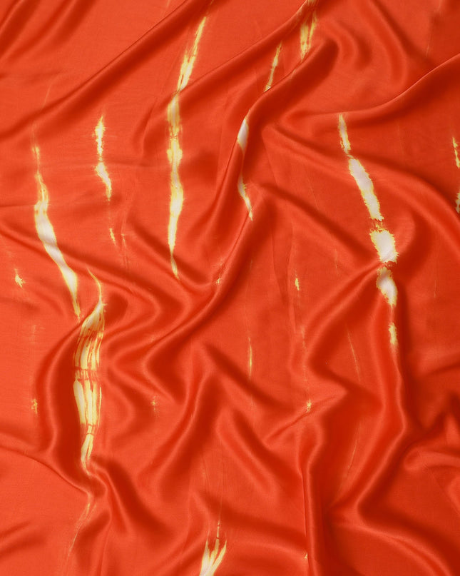 Orange Tie-Dye Silk Satin Fabric 110cm India