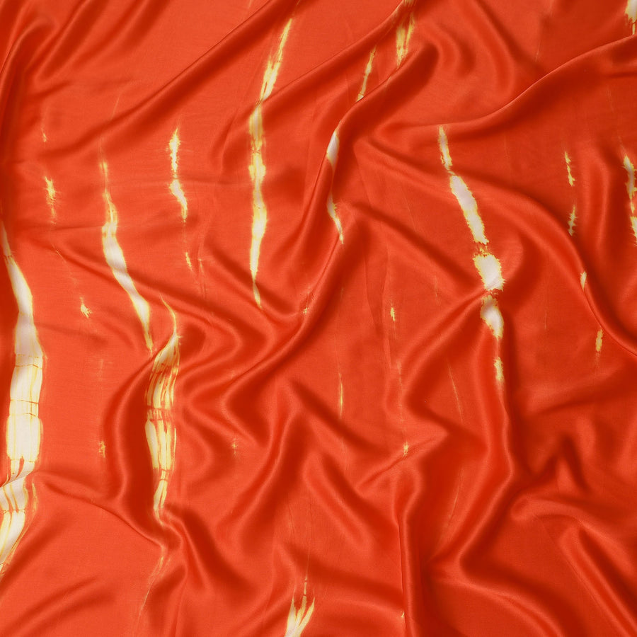 Orange Tie-Dye Silk Satin Fabric 110cm India