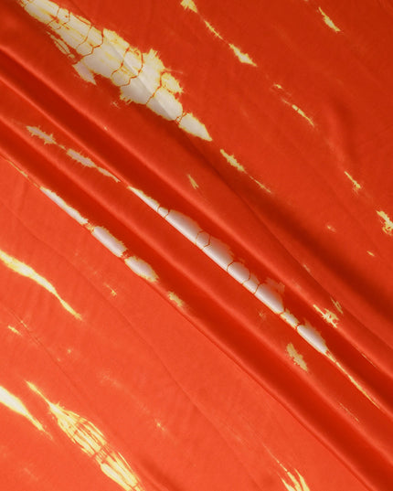 Orange Tie-Dye Silk Satin Fabric 110cm India