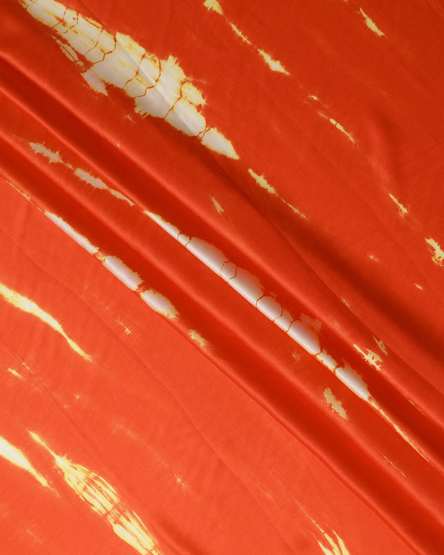 Orange Tie-Dye Silk Satin Fabric 110cm India