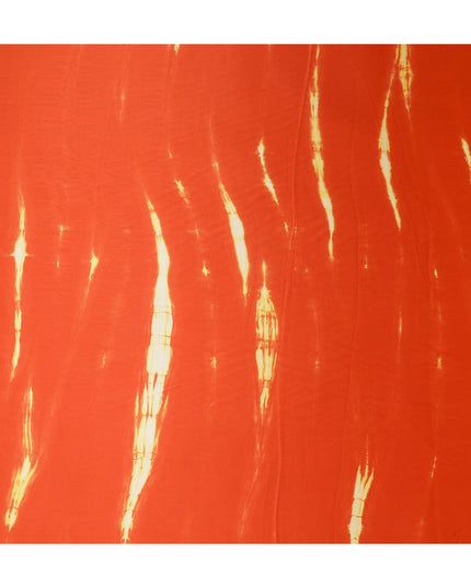 Orange Tie-Dye Silk Satin Fabric 110cm India