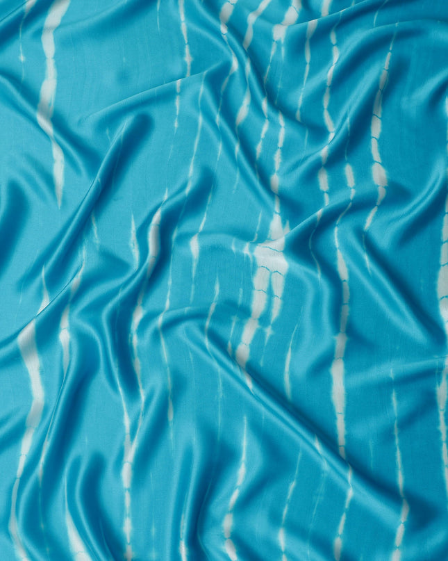 Sky Blue Tie-Dye Silk Satin Fabric 110cm