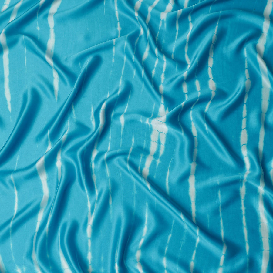 Sky Blue Tie-Dye Silk Satin Fabric 110cm