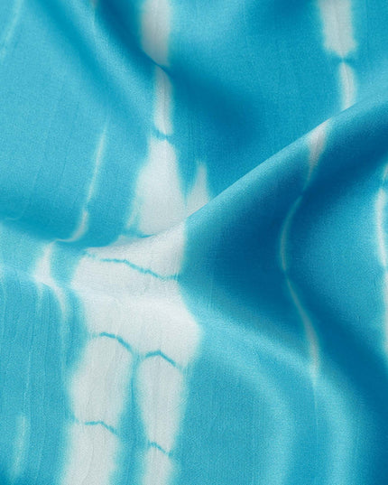 Sky Blue Tie-Dye Silk Satin Fabric 110cm