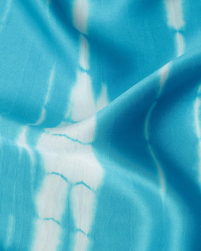 Sky Blue Tie-Dye Silk Satin Fabric 110cm