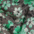Emerald Green Floral Silk Crepe Fabric 110cm