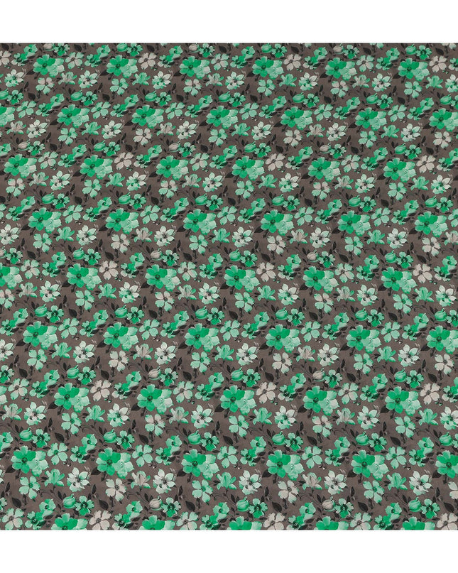 Emerald Green Floral Silk Crepe Fabric 110cm