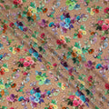Tan Brown Bouquet Floral Silk Crepe 110cm