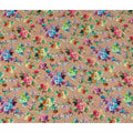 Tan Brown Bouquet Floral Silk Crepe 110cm