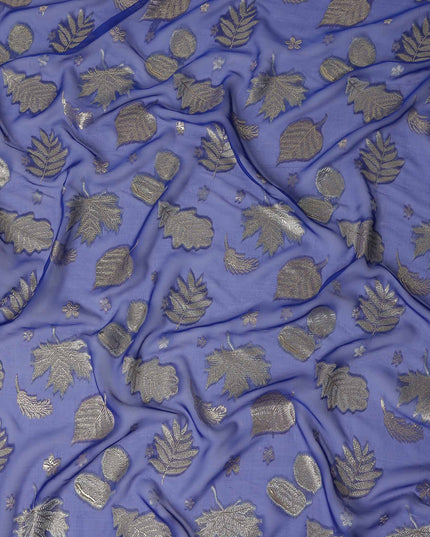 Blue Leaf Embroidered Silk Garbasaar 110cm