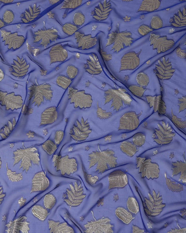 Blue Leaf Embroidered Silk Garbasaar 110cm