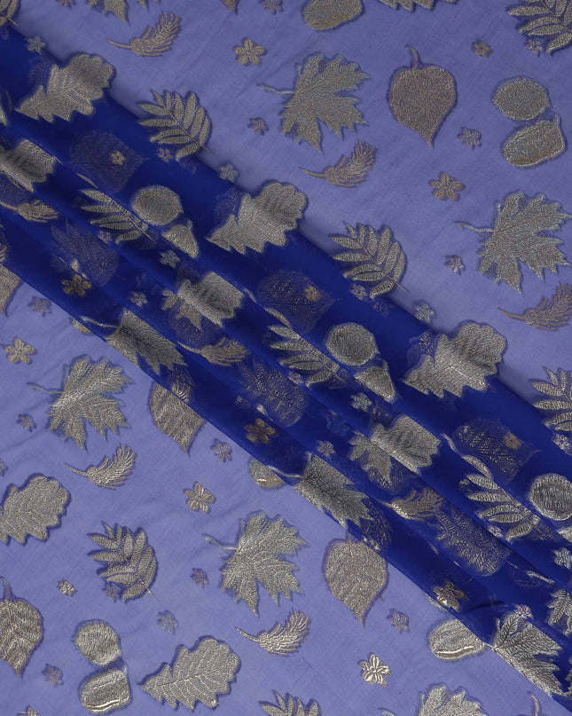 Blue Leaf Embroidered Silk Garbasaar 110cm