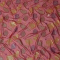 Coral Pink Leaf Embroidered Silk Garbasaar