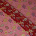 Coral Pink Leaf Embroidered Silk Garbasaar