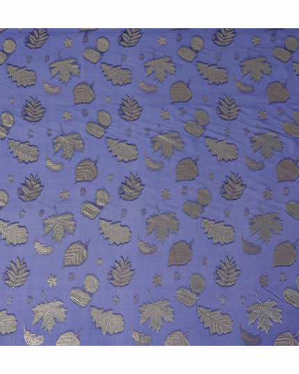 Indigo Blue Leaf Embroidered Silk Garbasaar