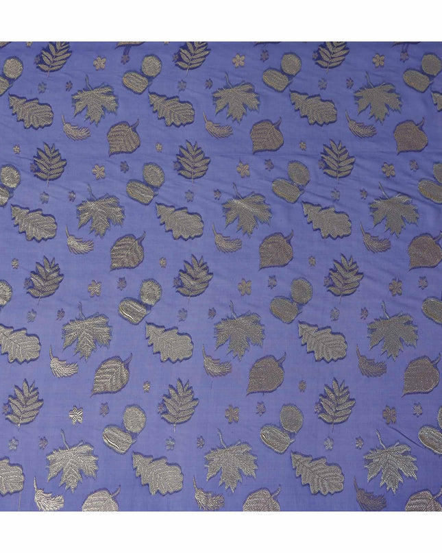 Indigo Blue Leaf Embroidered Silk Garbasaar