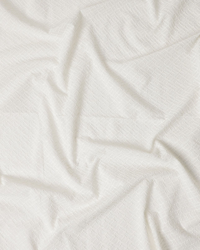 Ivory White Herringbone Cotton Voile Fabric 110cm