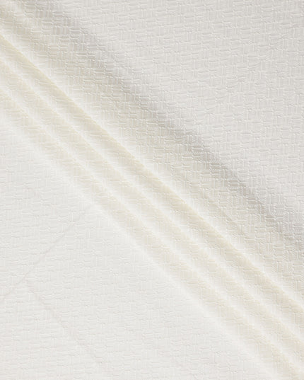 Ivory White Herringbone Cotton Voile Fabric 110cm
