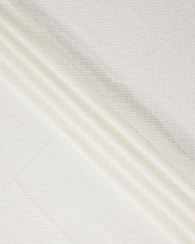Ivory White Herringbone Cotton Voile Fabric 110cm