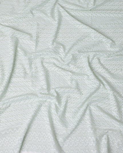 Sage Green Border Cotton Voile Fabric 110cm