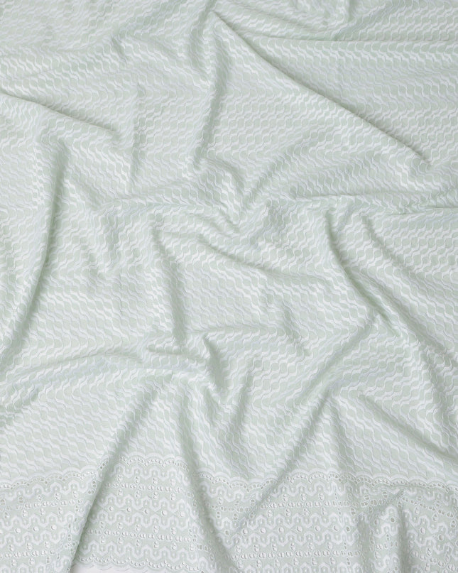 Sage Green Border Cotton Voile Fabric 110cm