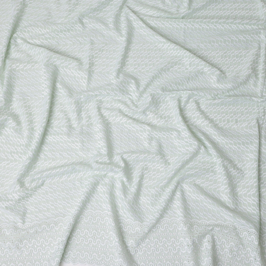 Sage Green Border Cotton Voile Fabric 110cm