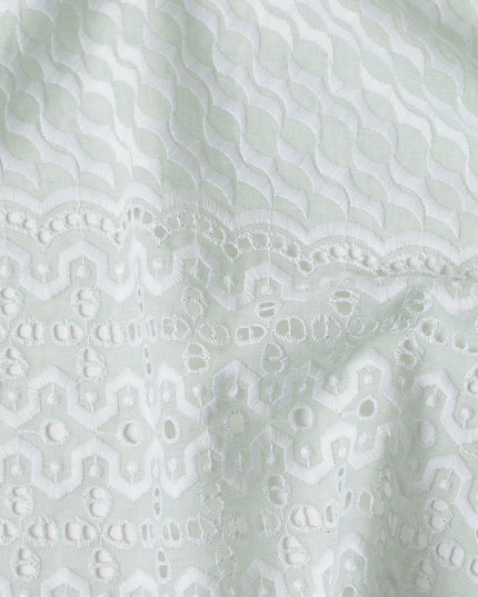 Sage Green Border Cotton Voile Fabric 110cm
