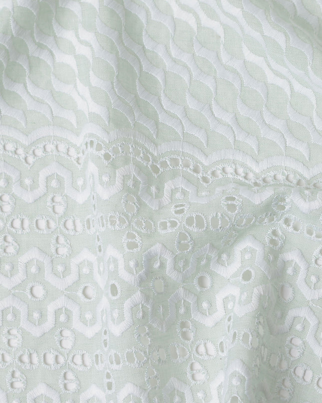 Sage Green Border Cotton Voile Fabric 110cm