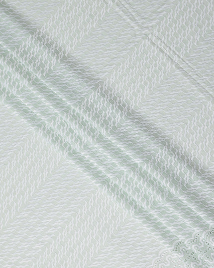 Sage Green Border Cotton Voile Fabric 110cm