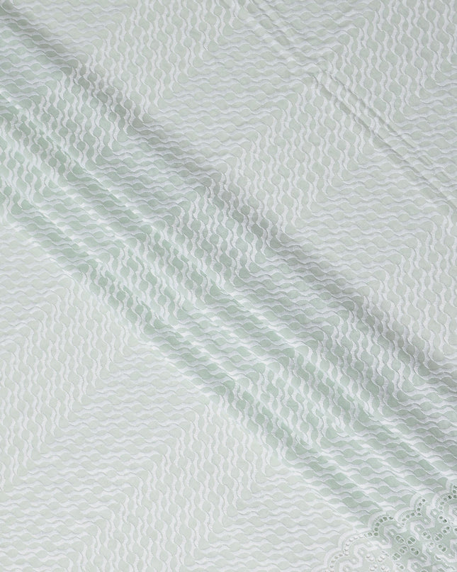 Sage Green Border Cotton Voile Fabric 110cm