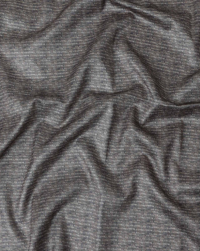 Charcoal Grey Self Design Synthetic Brocade