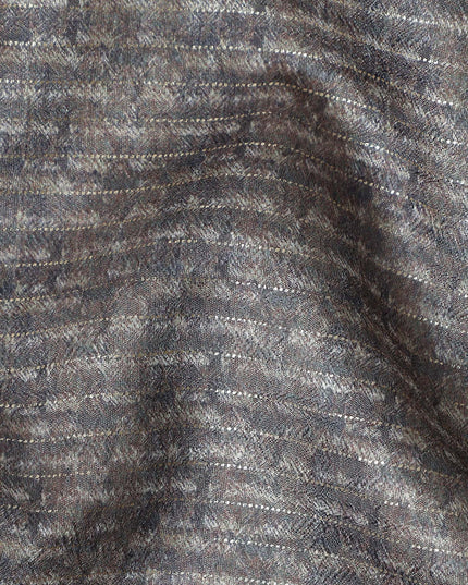 Charcoal Grey Self Design Synthetic Brocade