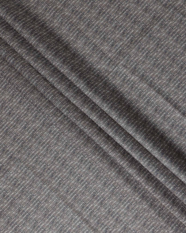 Charcoal Grey Self Design Synthetic Brocade