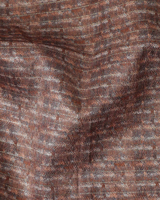 Chestnut Brown Synthetic Brocade Fabric