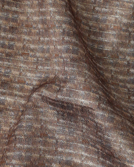 Mocha Brown Synthetic Brocade Fabric - Regal Fabrics