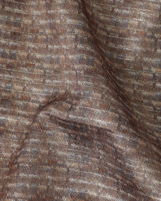 Mocha Brown Synthetic Brocade Fabric - Regal Fabrics