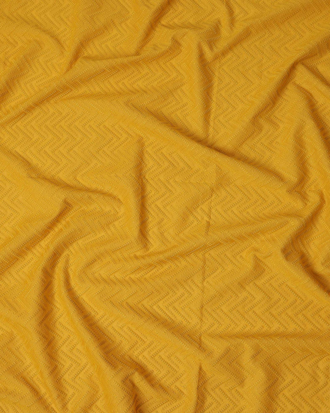 Mustard Yellow Embroidered Cotton Fabric - Regal