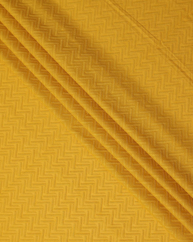 Mustard Yellow Embroidered Cotton Fabric - Regal
