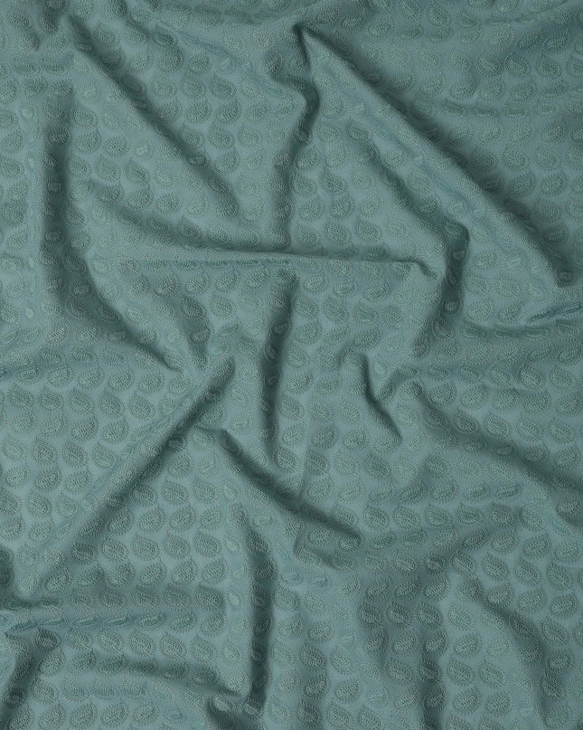 Sage Green Embroidered Cotton Fabric - Regal Fabrics
