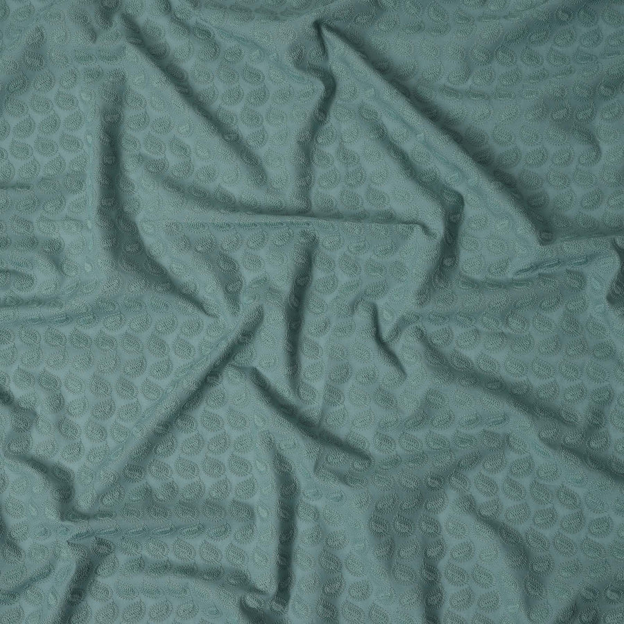 Sage Green Embroidered Cotton Fabric - Regal Fabrics