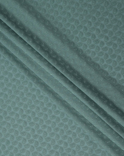 Sage Green Embroidered Cotton Fabric - Regal Fabrics