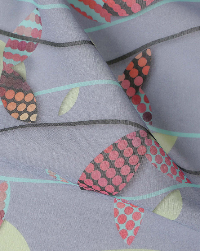 Lilac Grey Leaf Cotton Lawn Fabric - Regal Fabrics