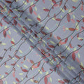 Lilac Grey Leaf Cotton Lawn Fabric - Regal Fabrics