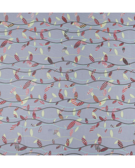 Lilac Grey Leaf Cotton Lawn Fabric - Regal Fabrics