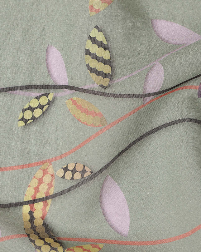 Sage Green Leaf Cotton Lawn Fabric - Regal Fabrics